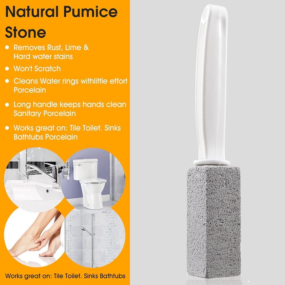 Kadden 2 Pack Toilet Cleaner with Handle and Pumice Stone