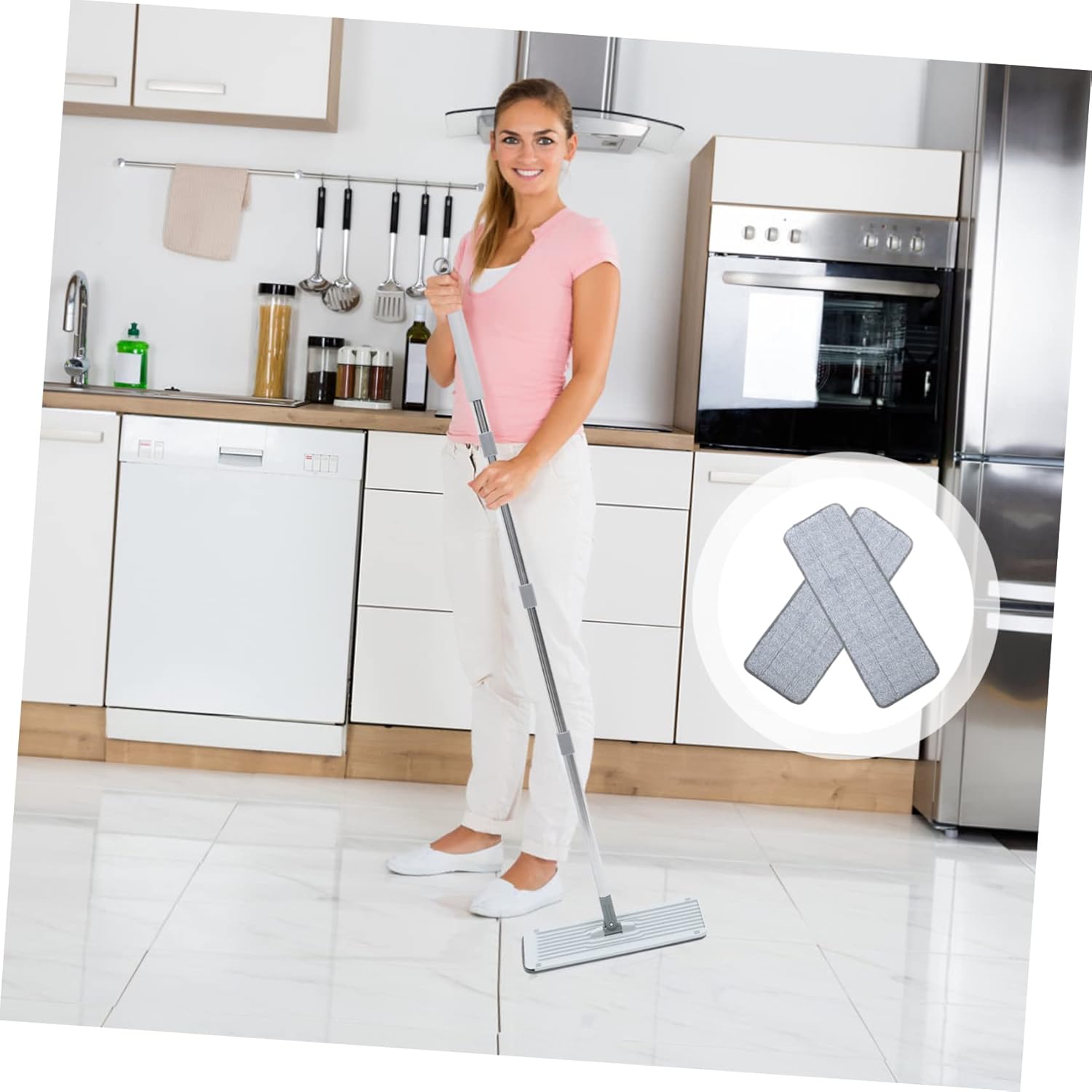 SHERCHPRY 2pcs Microfiber Mop Pads - Wet Dry Cleaning