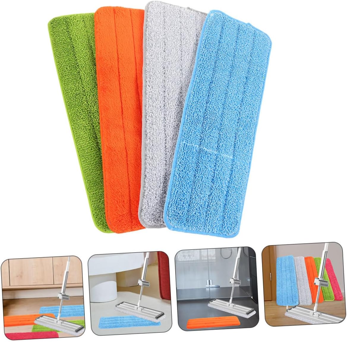 4Pcs Flat Mop Pads Replacement for Wet Dry Floor Cleaning 1