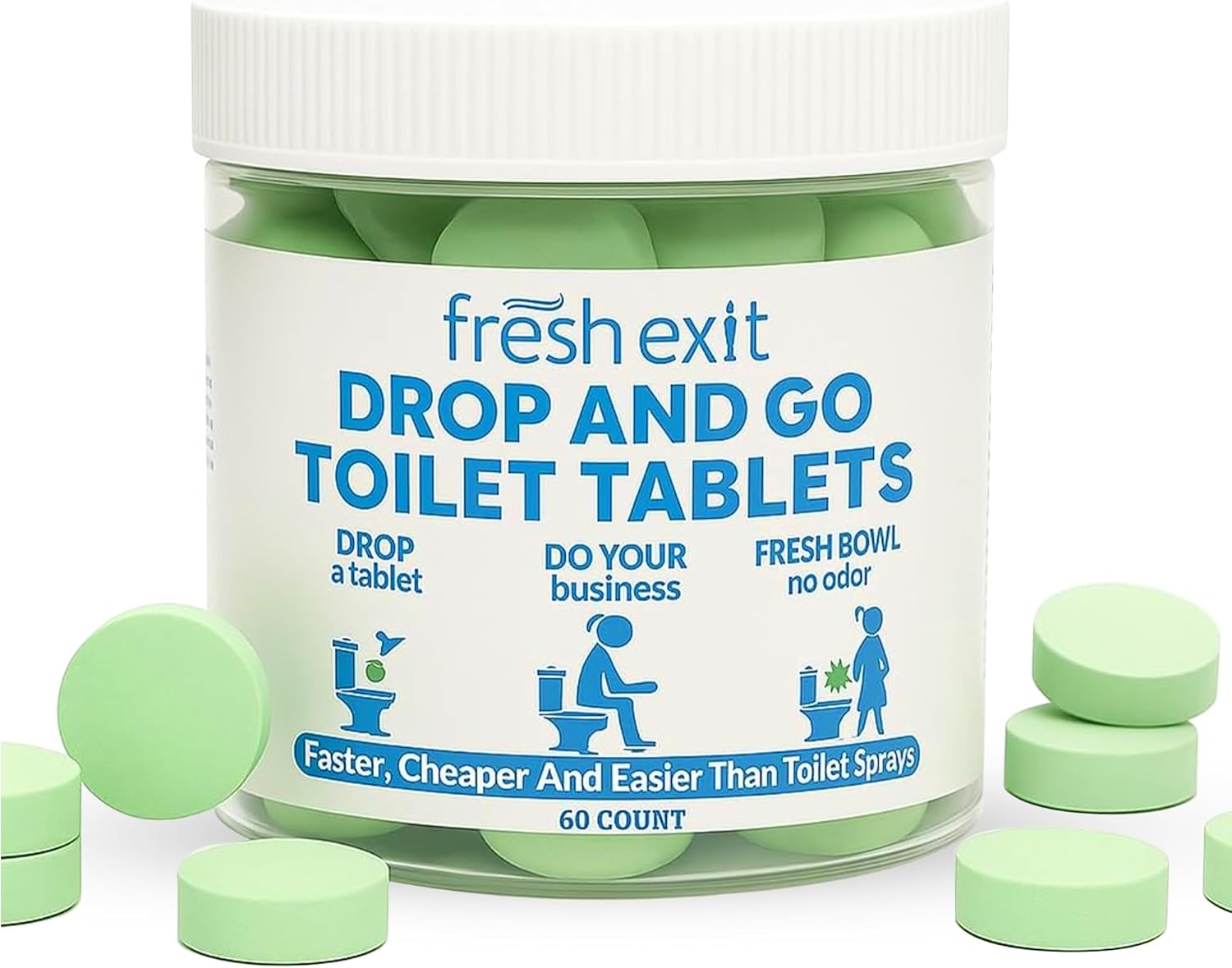 FreshExit Toilet Deodorizer Tablets 60 Count Citrus Scent