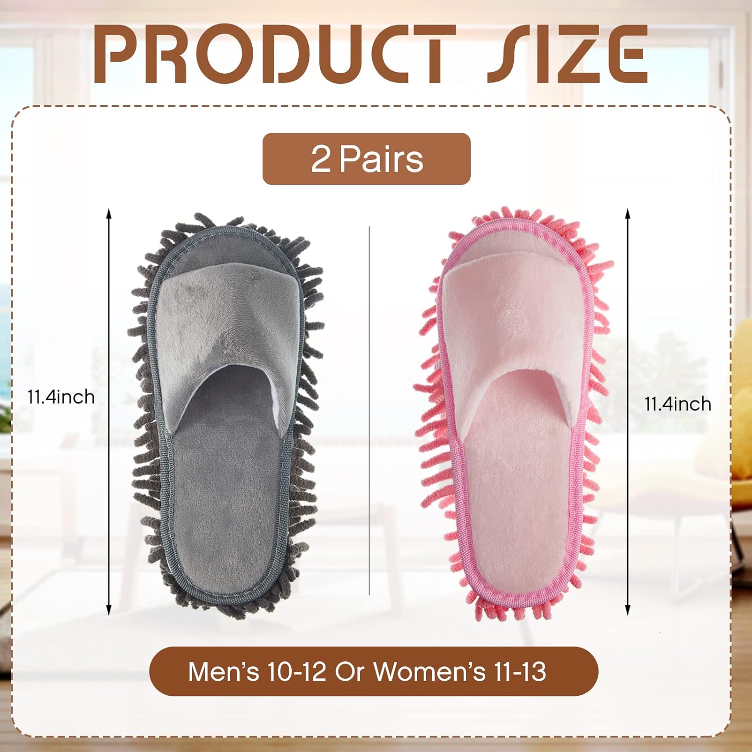 Jecery 2 Pairs Microfiber Mop Slippers for Floor Cleaning