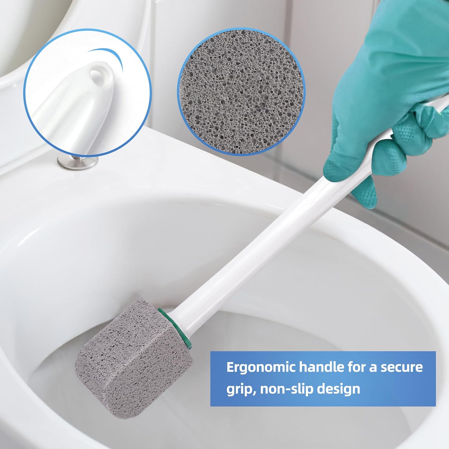 Pumice Stone Toilet Cleaner with 2 Handles and 10 Stones