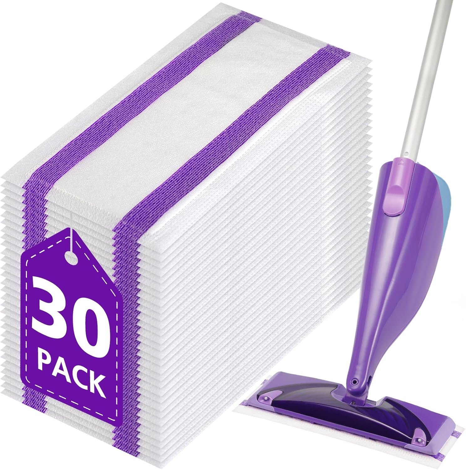 Zeekech 30 Count Spray Mop Pad Refills for Swiffer WetJet