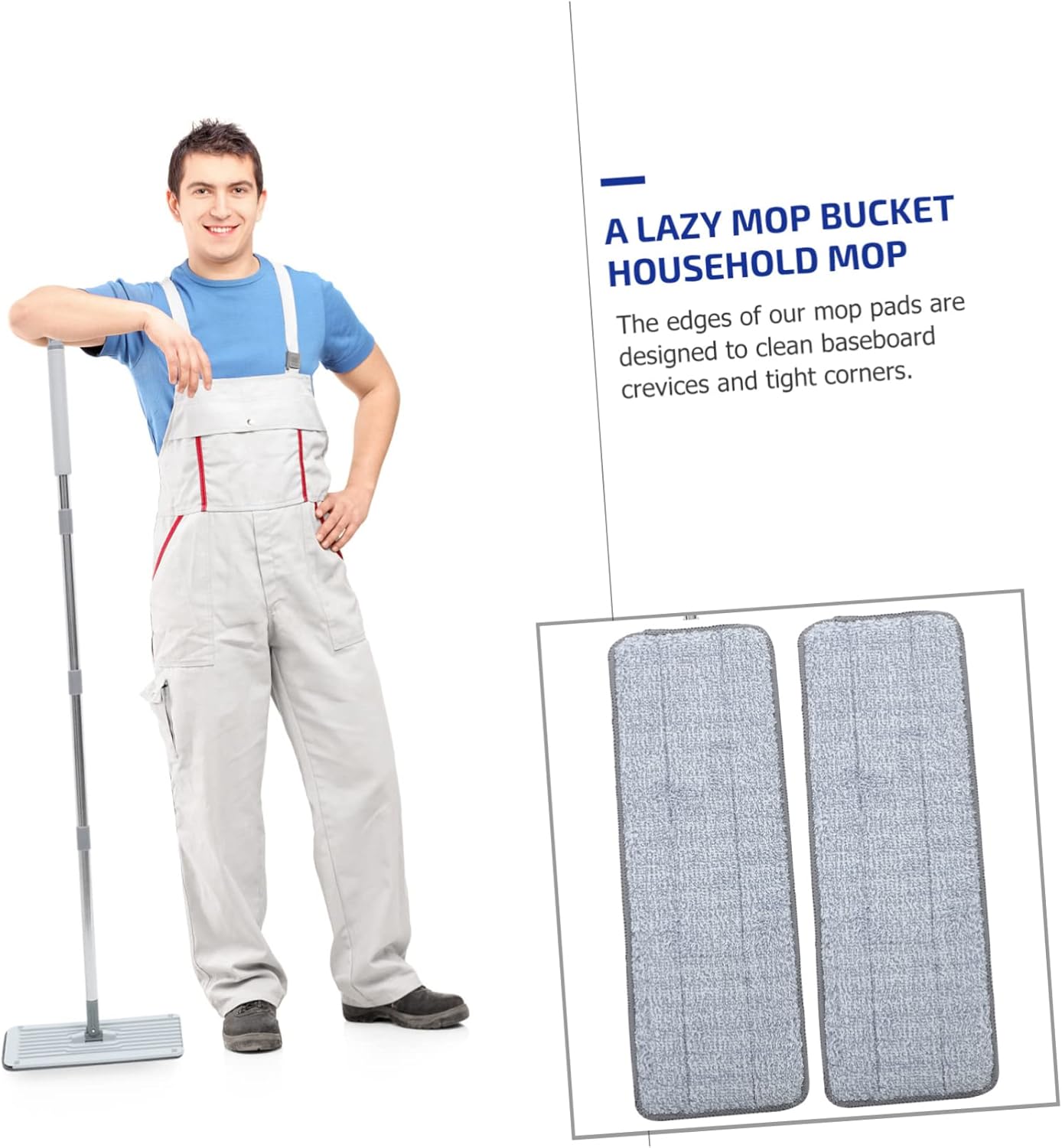 2pcs Microfiber Mop Pads Reusable Floor Cleaning Cloth