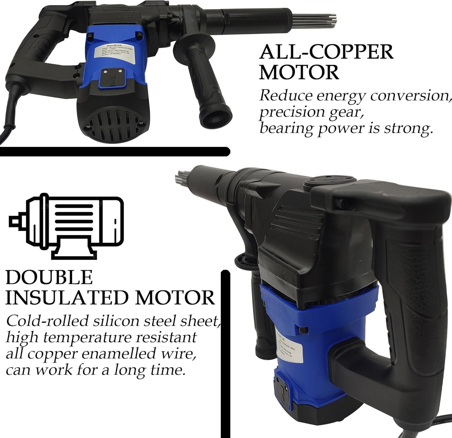 ZHIBIMOI 1100W Electric Needle Rust Remover with 4500BPM 1