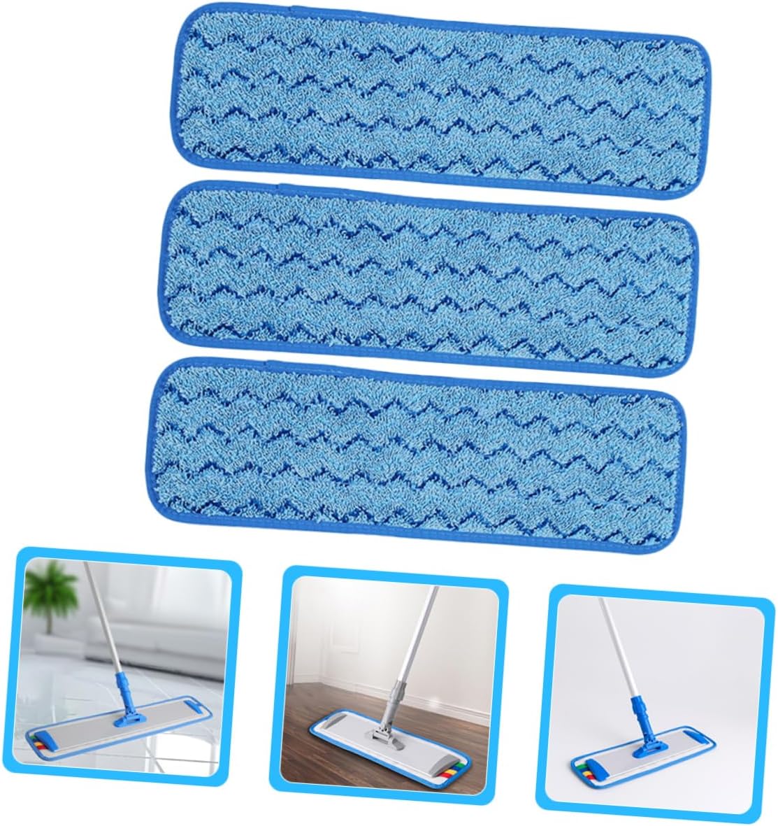 3pcs Microfiber Mop Pads for Wet Dry Cleaning Hardwood Floor