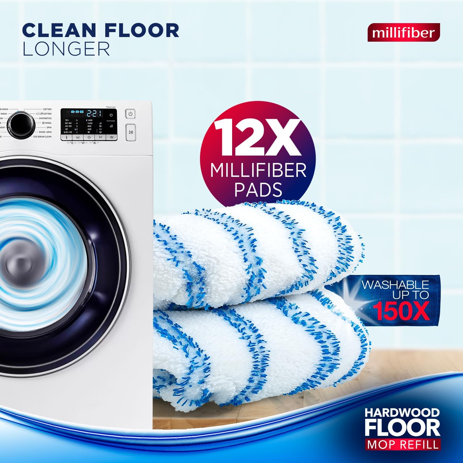 Millifiber Microfiber Mop Refills 15x8 Inches 12-Pack