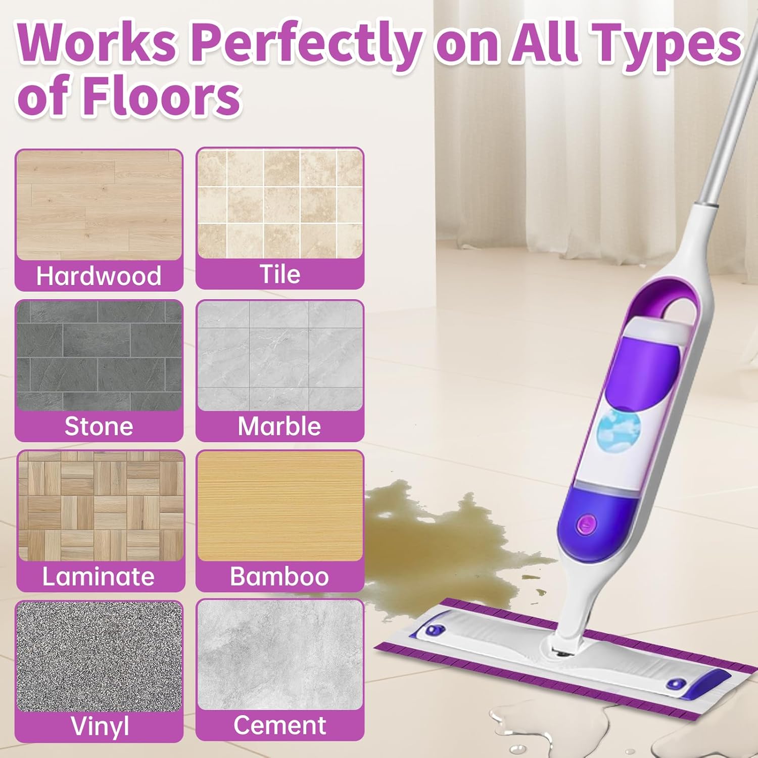 LOVECO 8 Pack Microfiber Mop Refill Pads