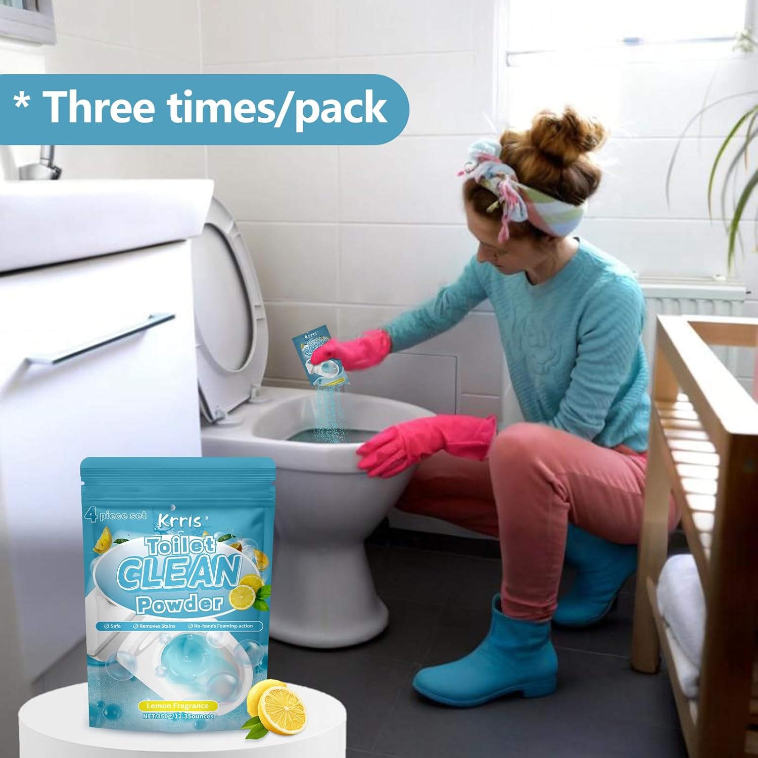 Krris Lemon Scent Foaming Toilet Cleaner 4 Pack