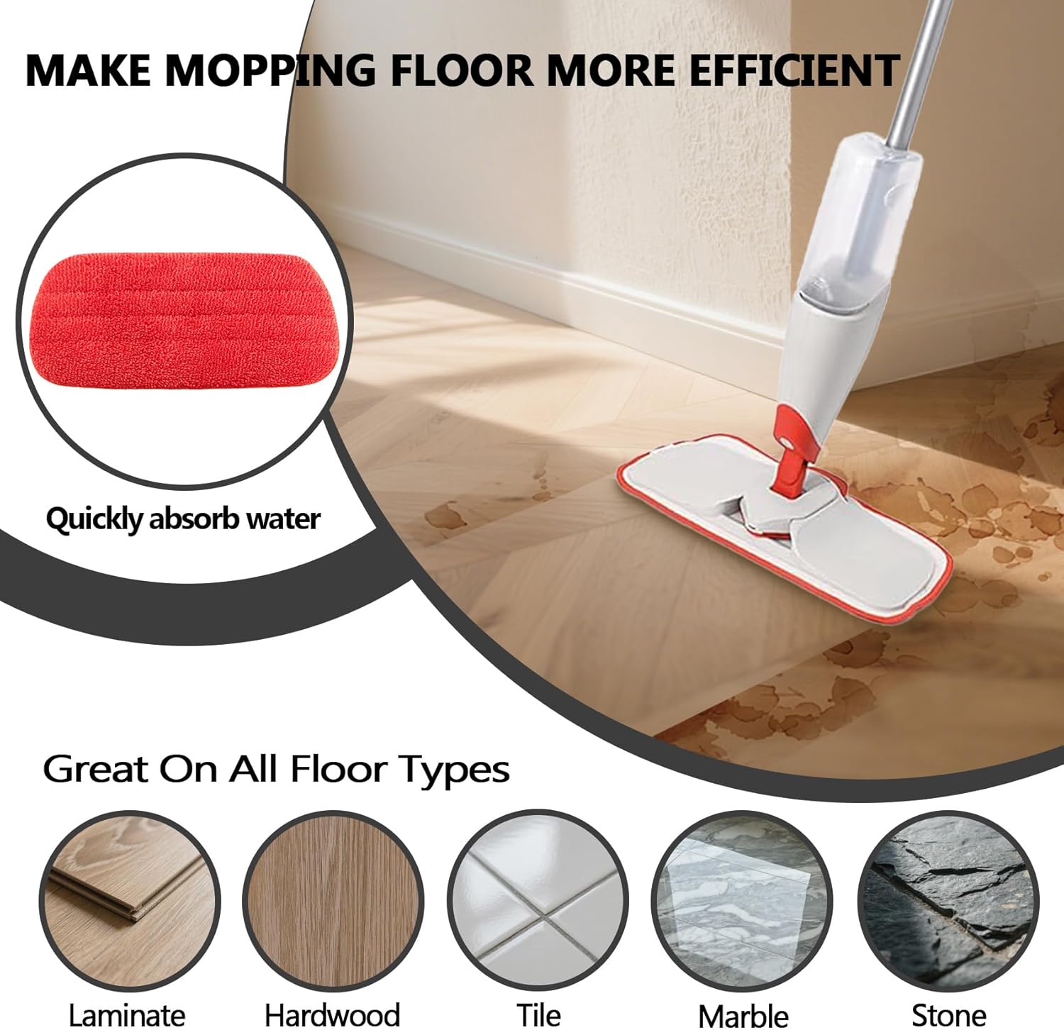 SunDiss 2 Pack Microfiber Mop Replacement Heads