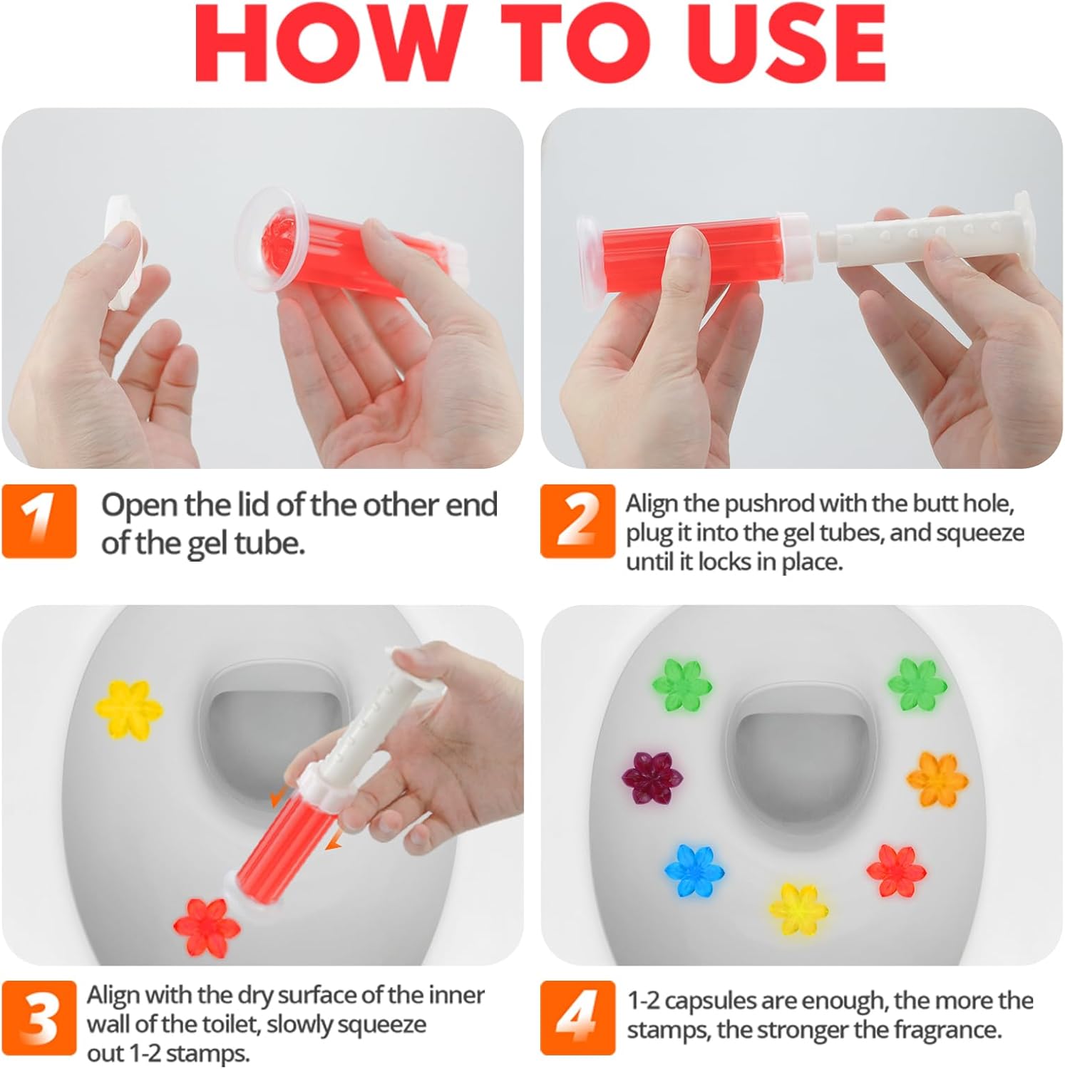84 Flowers Toilet Gel Stamps - Fresh Scent Long-Lasting Cleaning