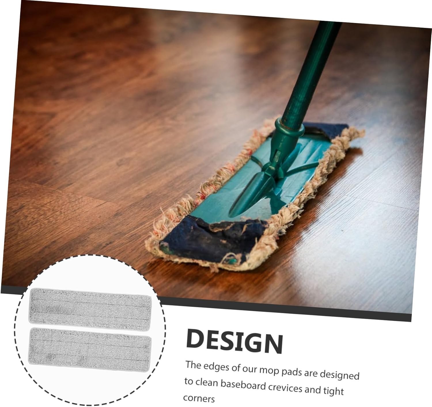 2pcs Reusable Fiber Mop Pads for Hardwood and Vinyl Floors