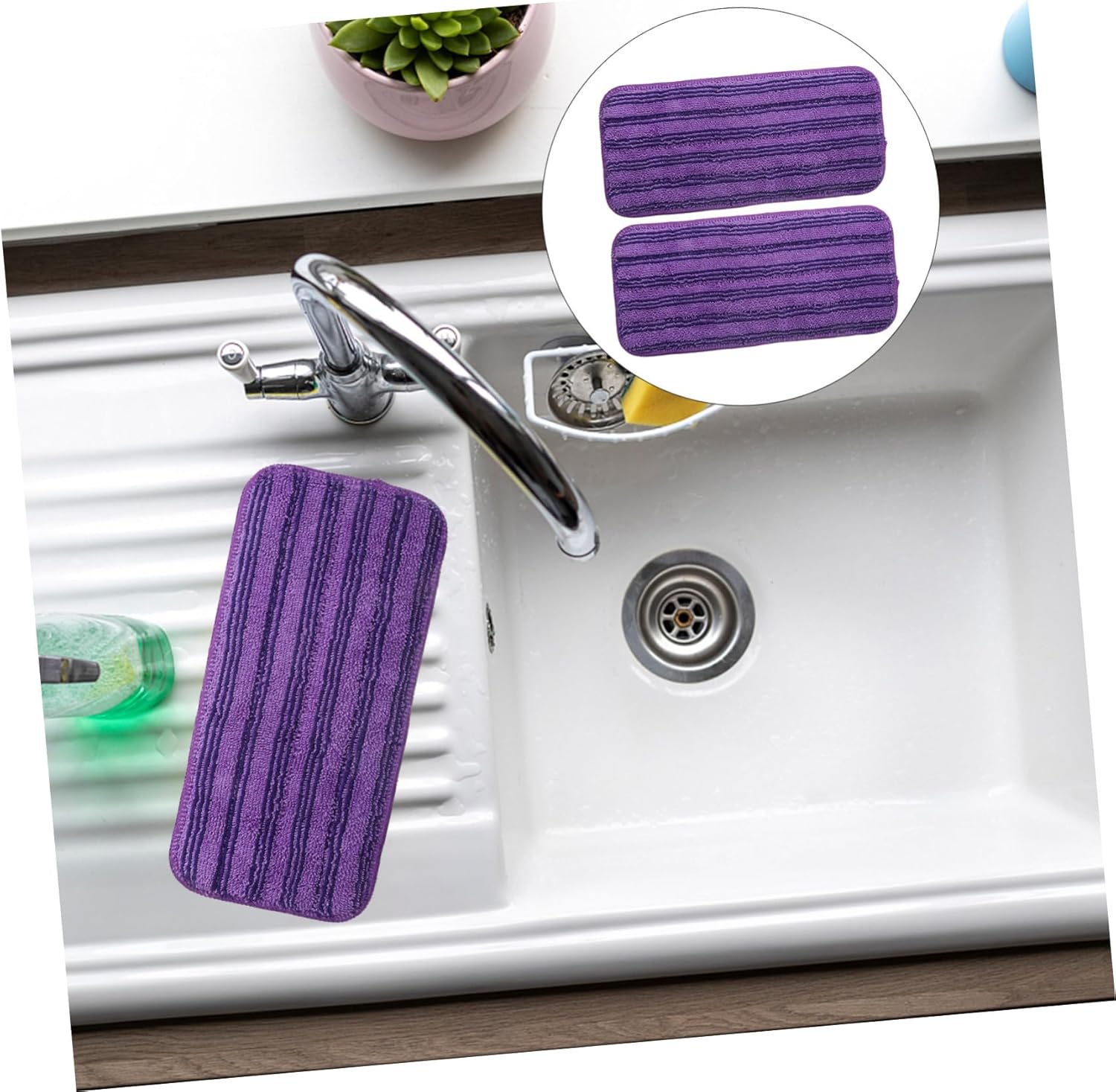 2pc Microfiber Mop Pads for Reusable Cleaning Cloth on Hard Floors