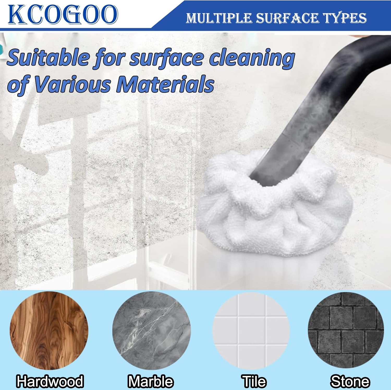 KCOGOO Small Microfiber Bonnet for Dupray Steam Mop - 8 Pack