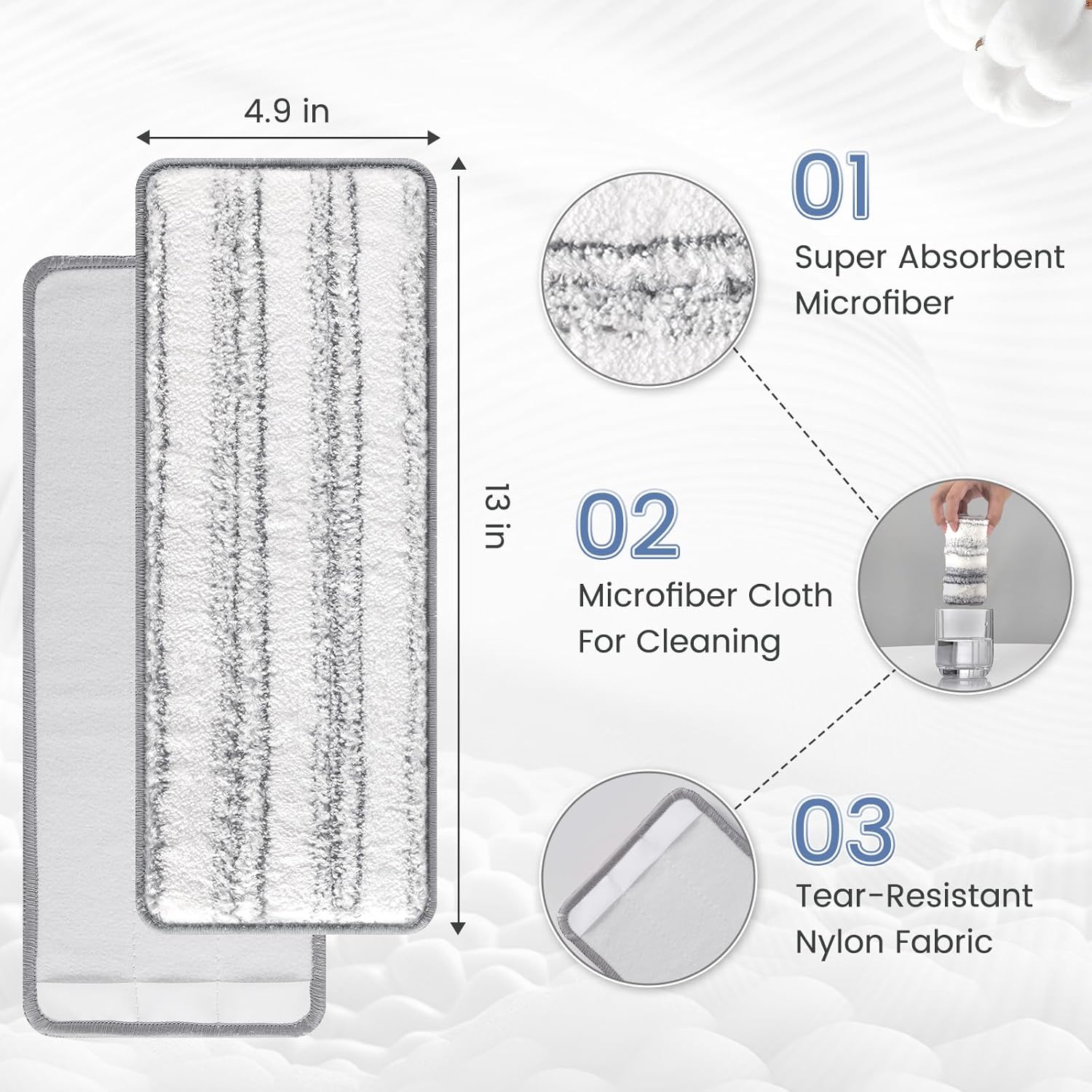 Zeekech Flat Mop Head Replacement Pads 13 X 49 Grey Stripe