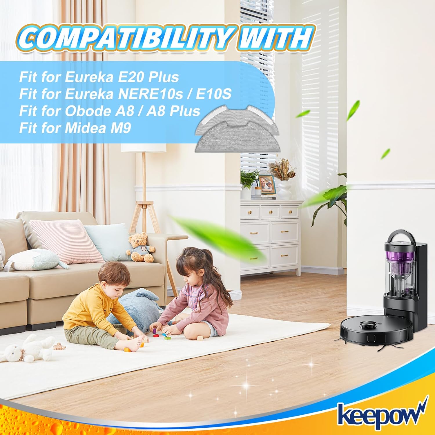 12PCS Reusable Vacuum Mop Pads for Eureka E10s E20 Plus
