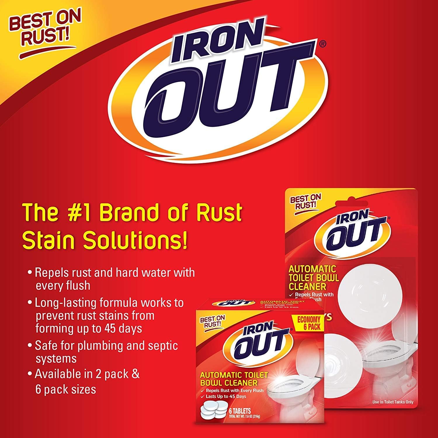 IRON OUT Automatic Toilet Bowl Cleaner for Rust and Hard Water Stains