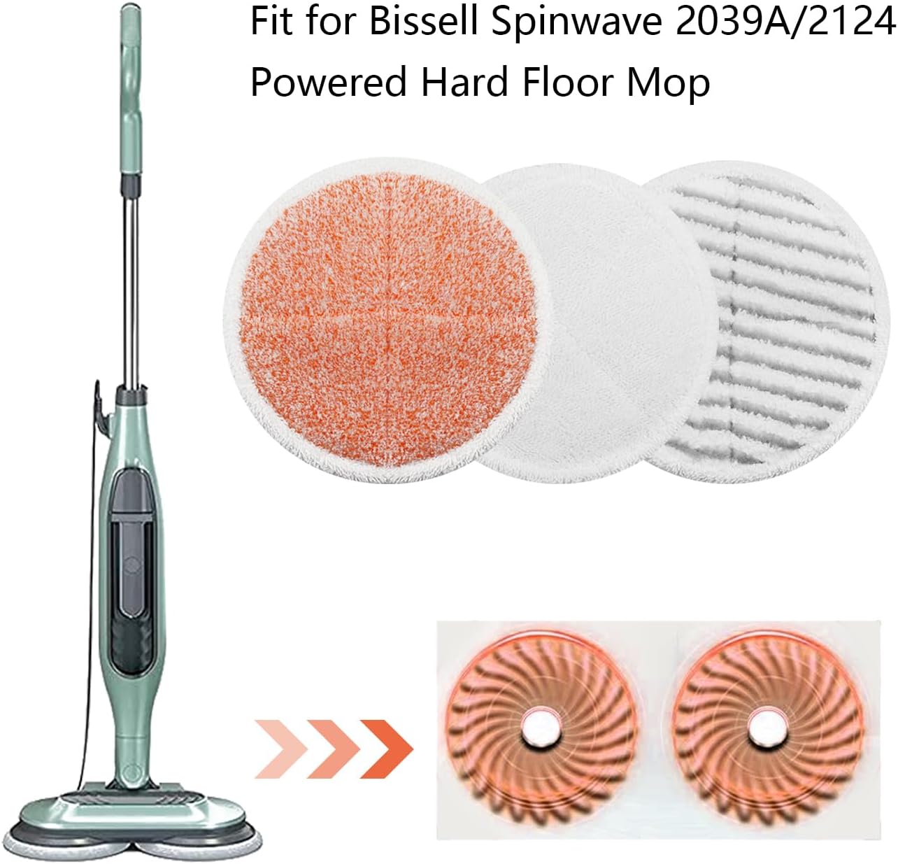 BeiLan Spin Wave Mop Pads 12 Pack Replacement for Bissell