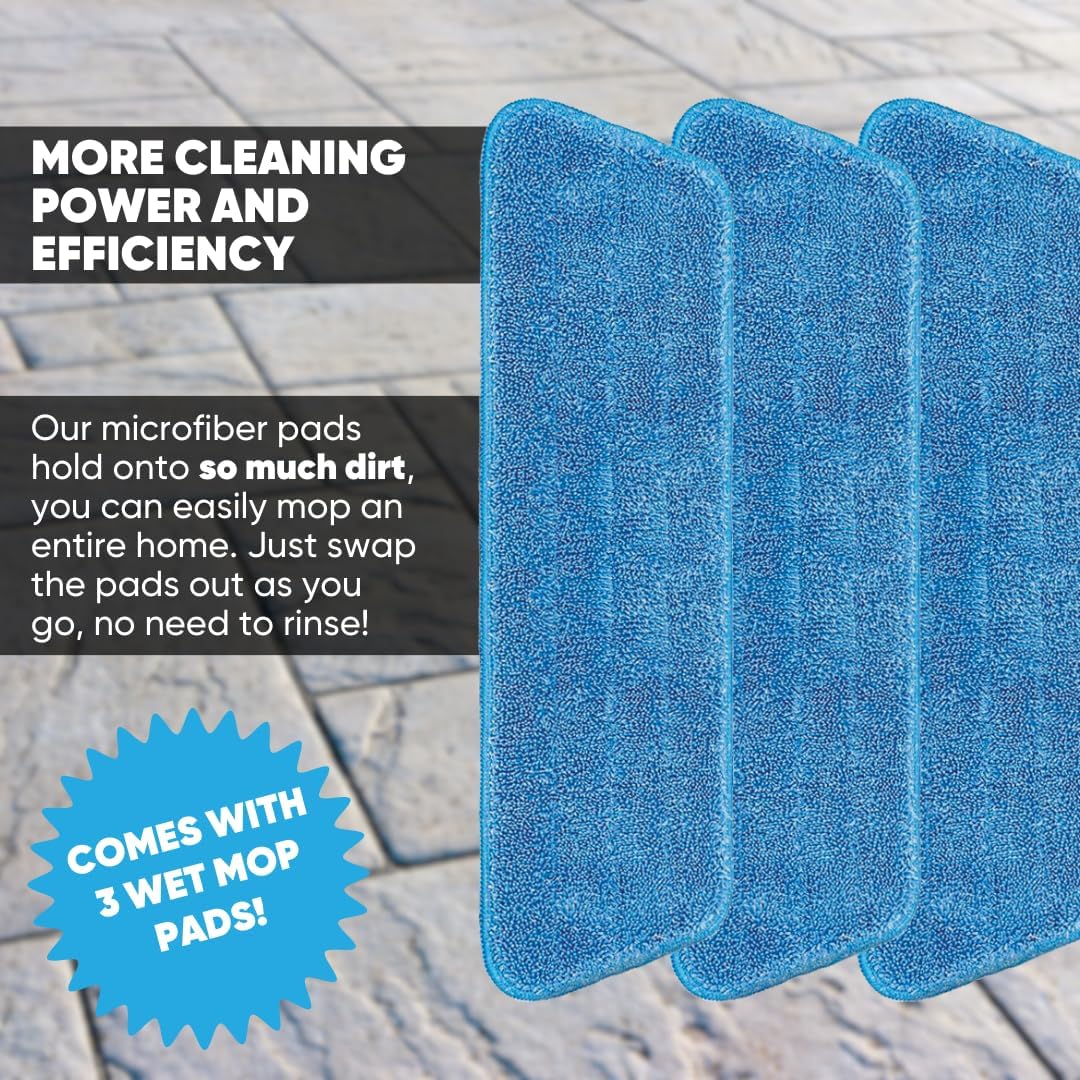 3Pack Microfiber Mop Replacement Heads for Deep Cleaning