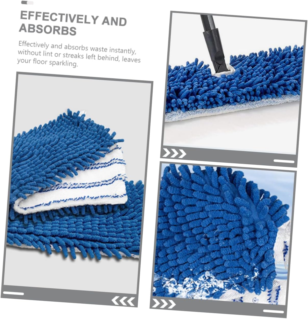 PACKOVE 2Pcs Chenille Mop Replacement Pads Reusable