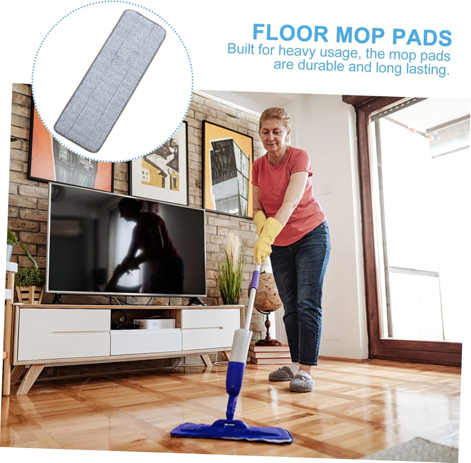 2pcs Microfiber Mop Pads Reusable Floor Cleaning Cloth