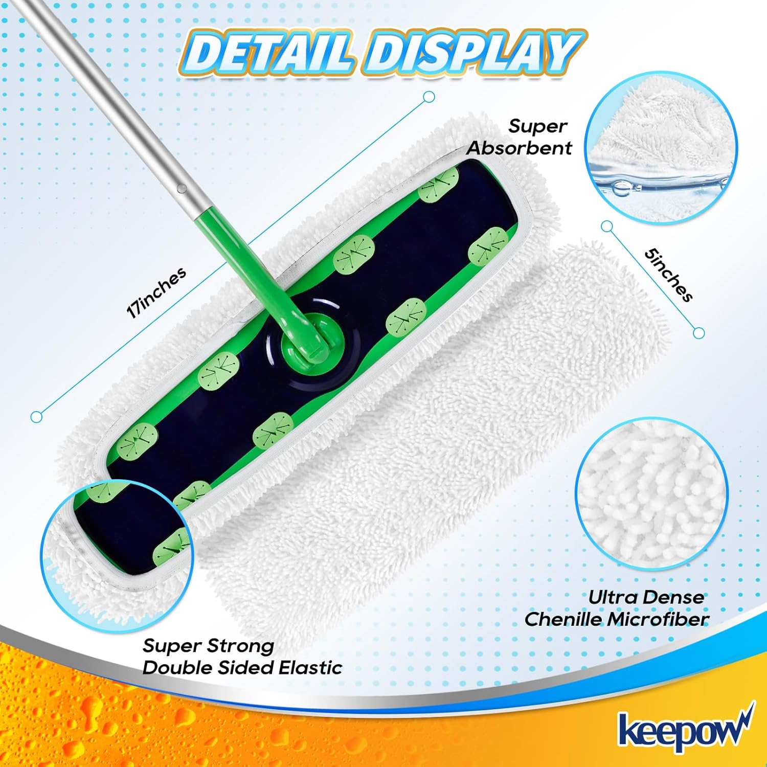 KEEPOW Reusable XL Mop Pads 4 Pack for Swiffer Sweeper XL