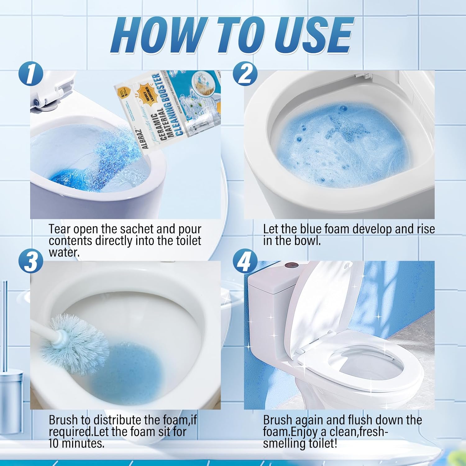 ALBRAZ Splash Toilet Cleaner - Automatic Foam Deep Cleaning