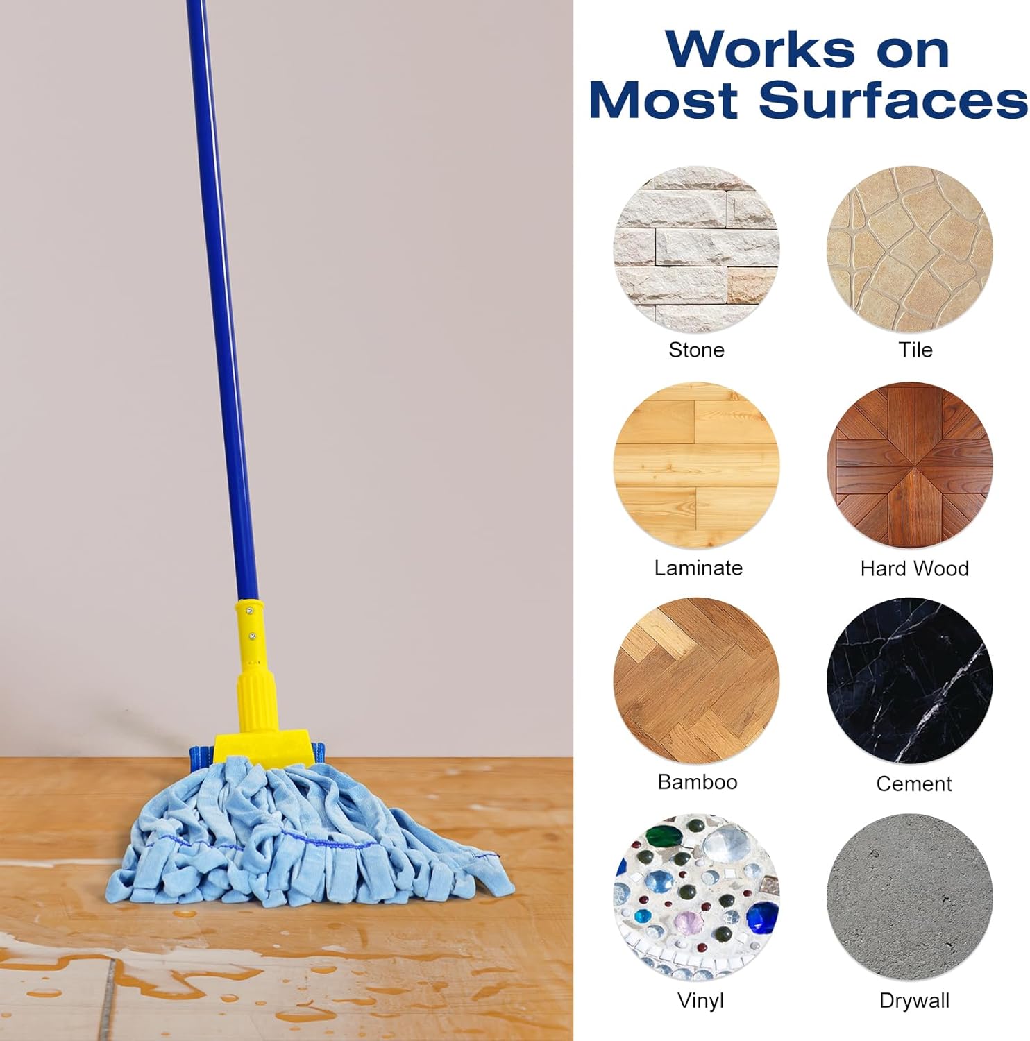 Matthew Cleaning Microfiber Tube Mop Replacement 3-Pack Heavy Duty Blue