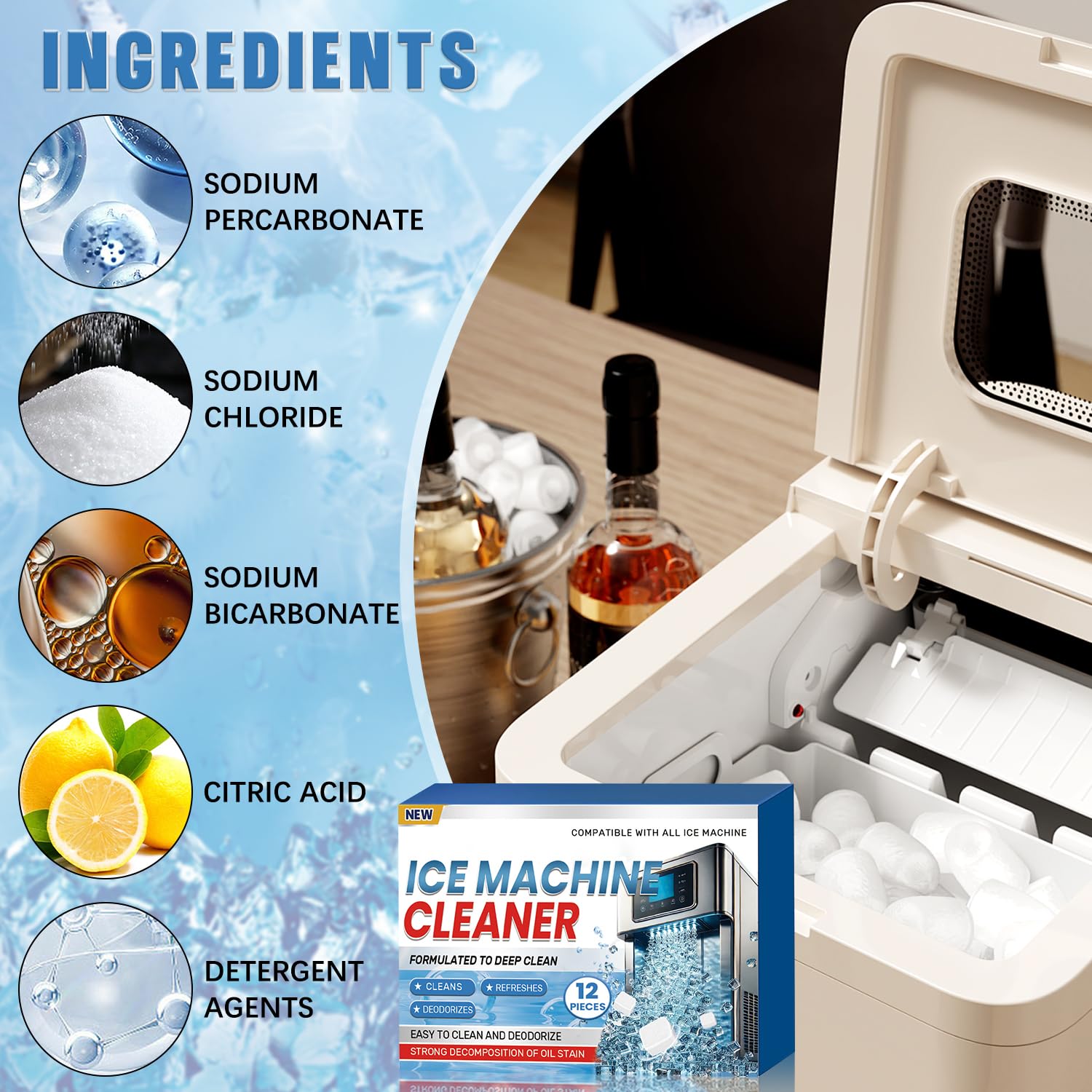 iaredon Ice Maker Descaler Cleaner Tablets 12 Pack