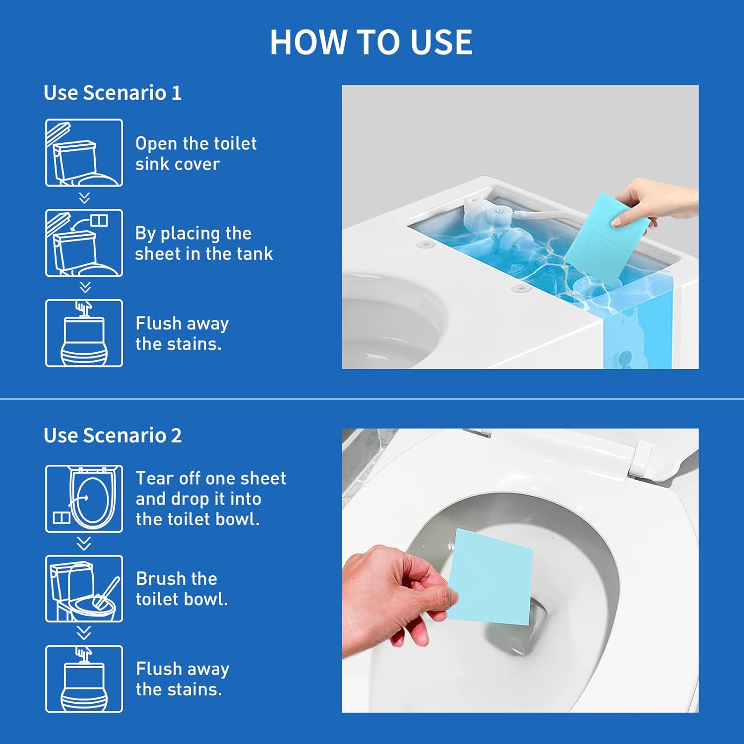 YUCO Toilet Cleaner Sheets 60 Washes No Splash Fresh Scent