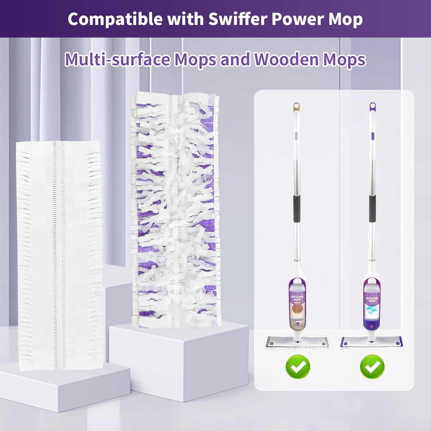 40 Pack Disposable Power Mop Pads Refills - Multi-Surface Wood Compatible
