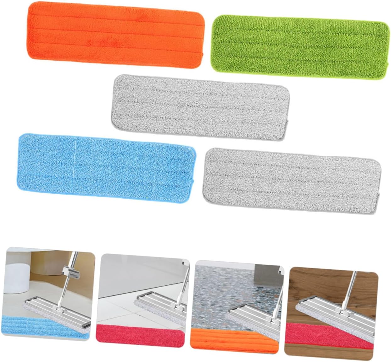 5Pcs Reusable Fiber Mop Pads for Easy Cleaning
