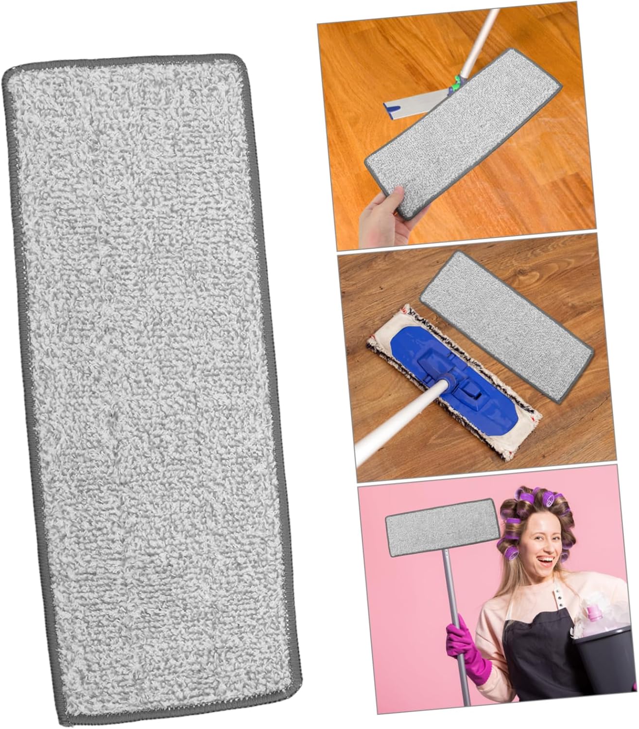 4pcs Microfiber Mop Replacement Pads - Flat Heads Grey