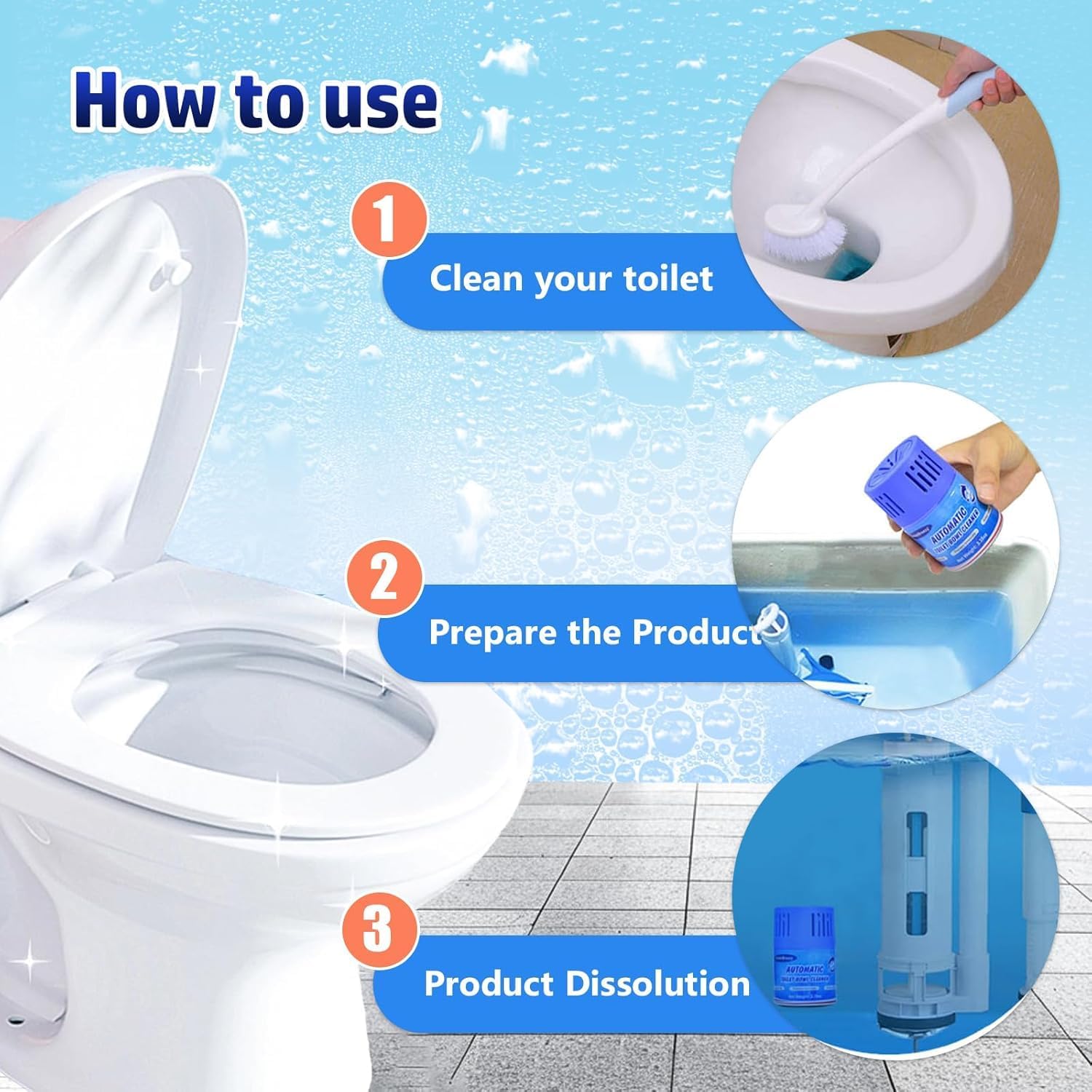 OceanBreezy Toilet Bowl Cleaner 3 Bottles Set