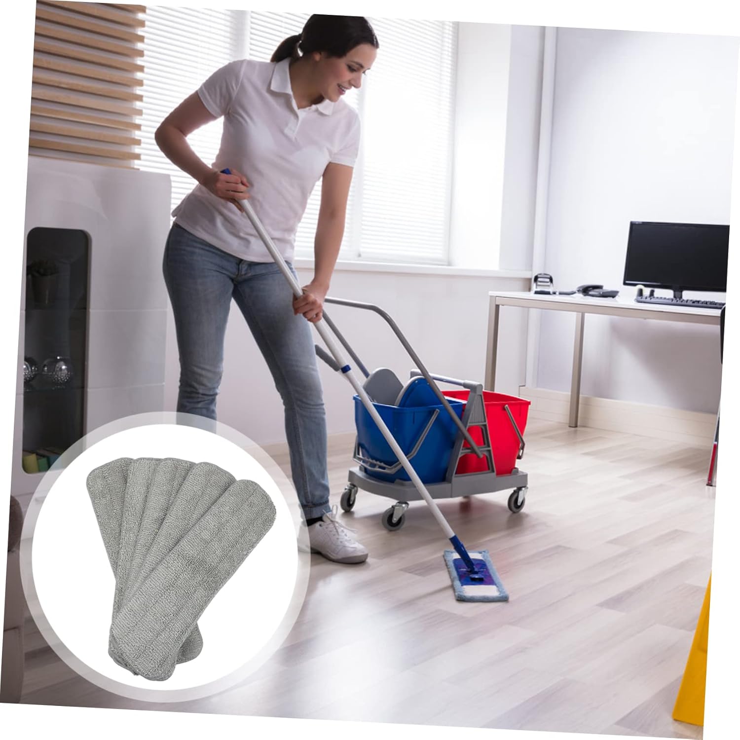 Minkissy 5-Pack Washable Dust Mop Pads for Commercial Use