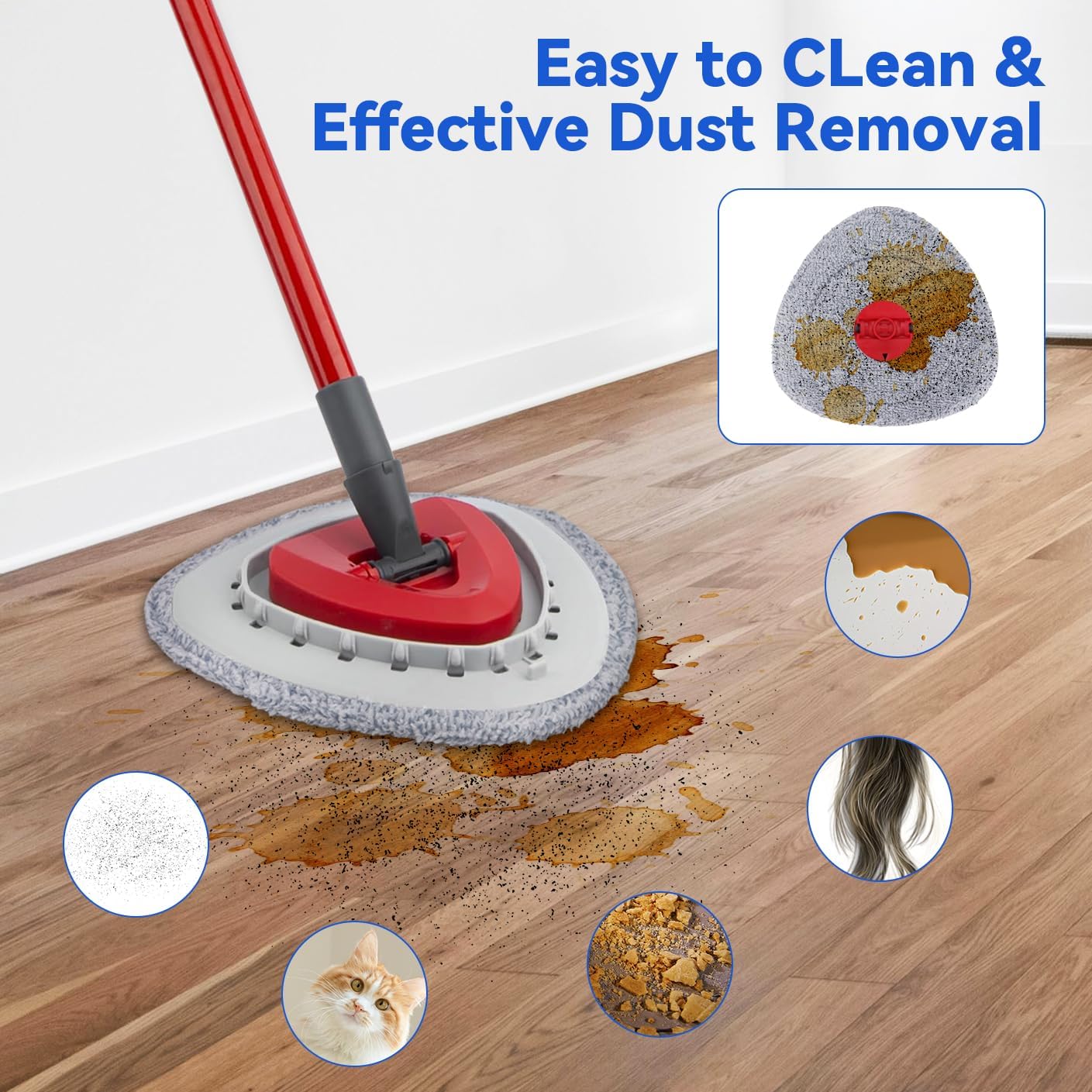 Sgizoku Spin Mop Head Refill - 6 Cloth Pads with Base