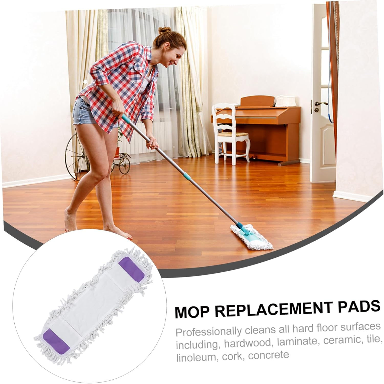 Minkissy Reusable Microfiber Mop Pads for Floor Cleaning