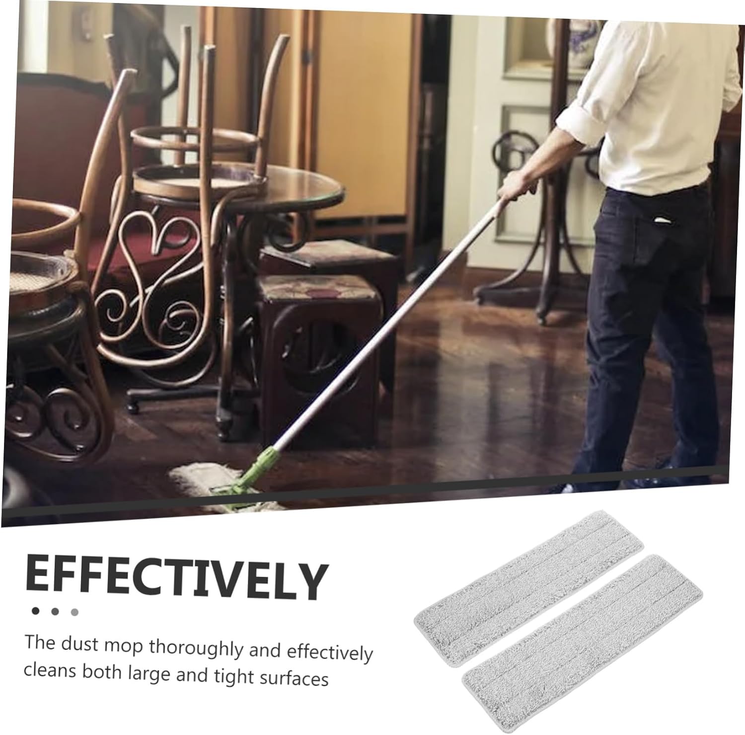 2pcs Reusable Microfiber Mop Pads for Floor Cleaning