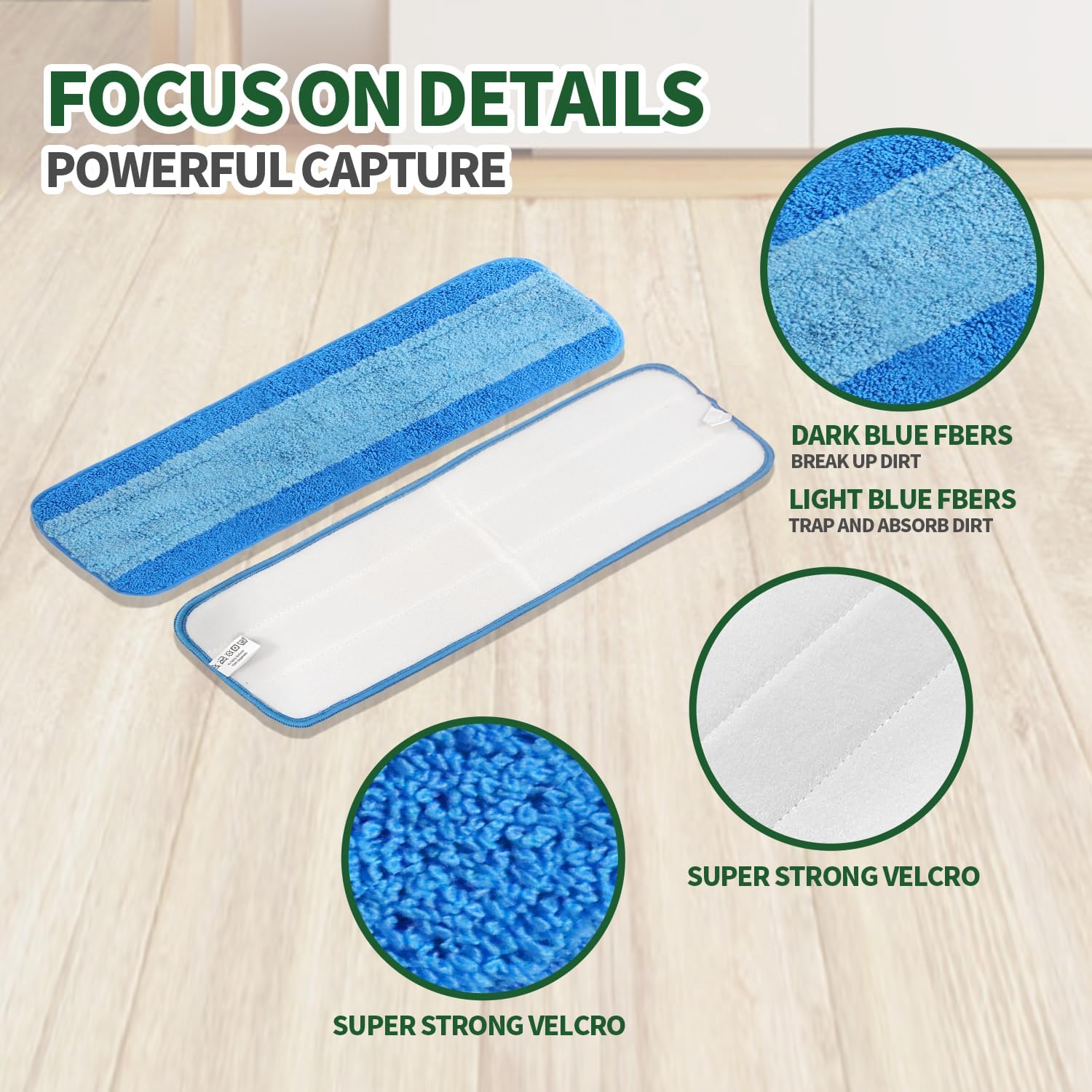 INFICRIME 6 Pack Microfiber Mop Pads for Bona Mop 18 Inch