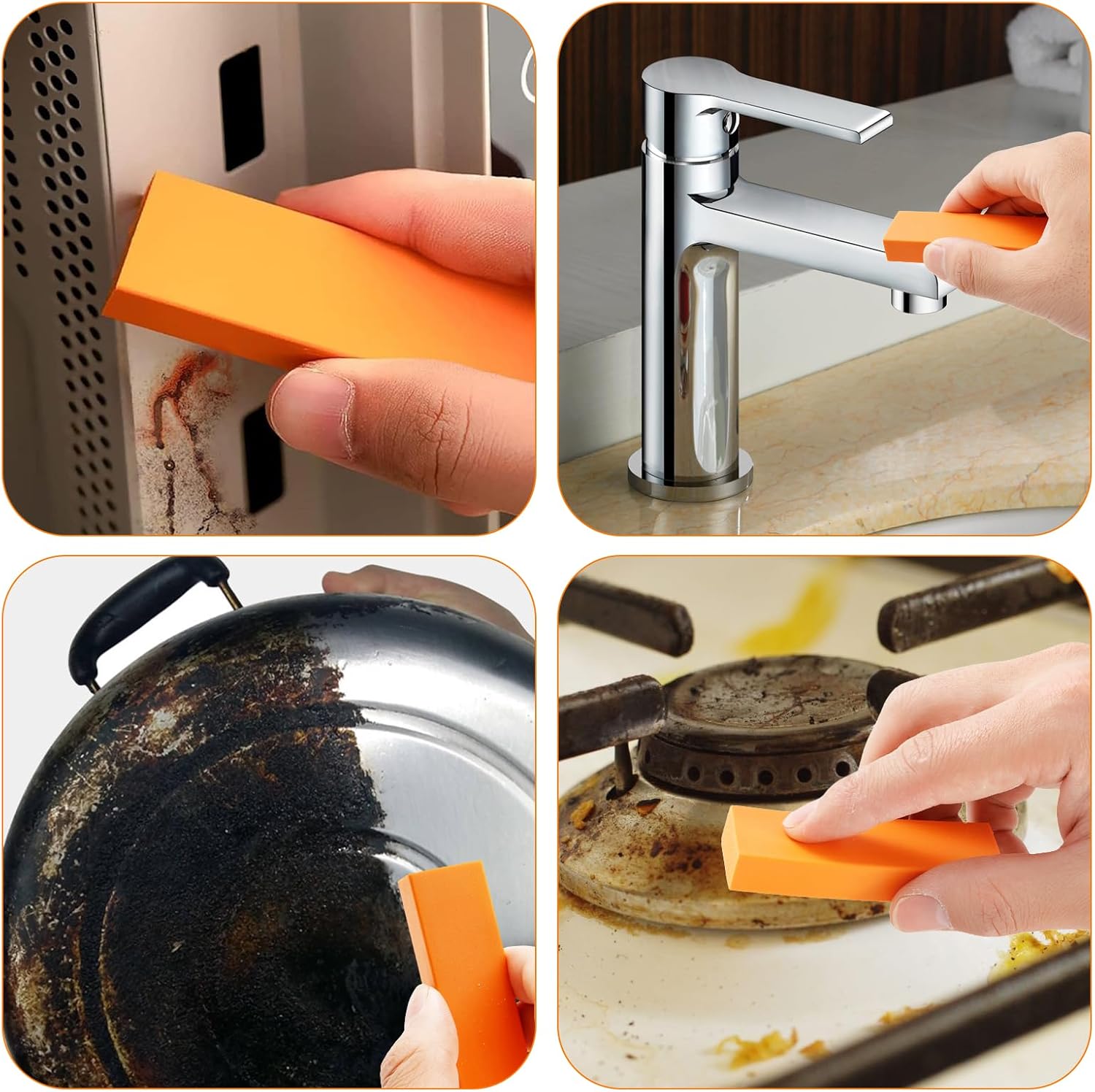 8Pcs Stainless Steel Decontamination Eraser for Kitchen Bathroom and More
