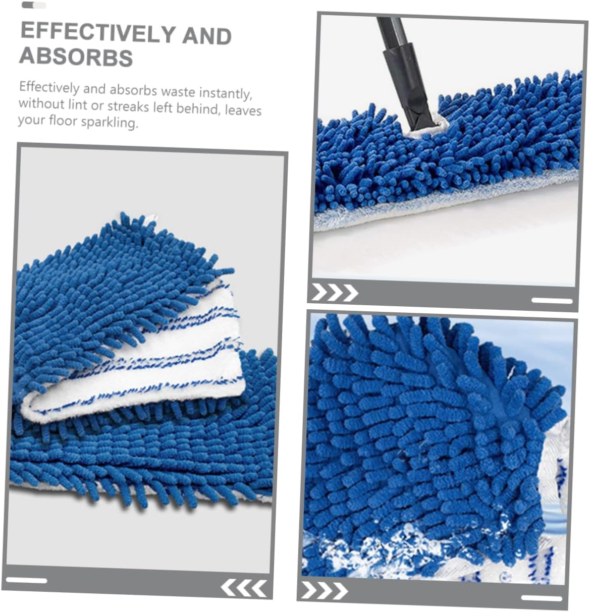 Minkissy 2pcs Chenille Mop Pad Refill for Hardwood Floors
