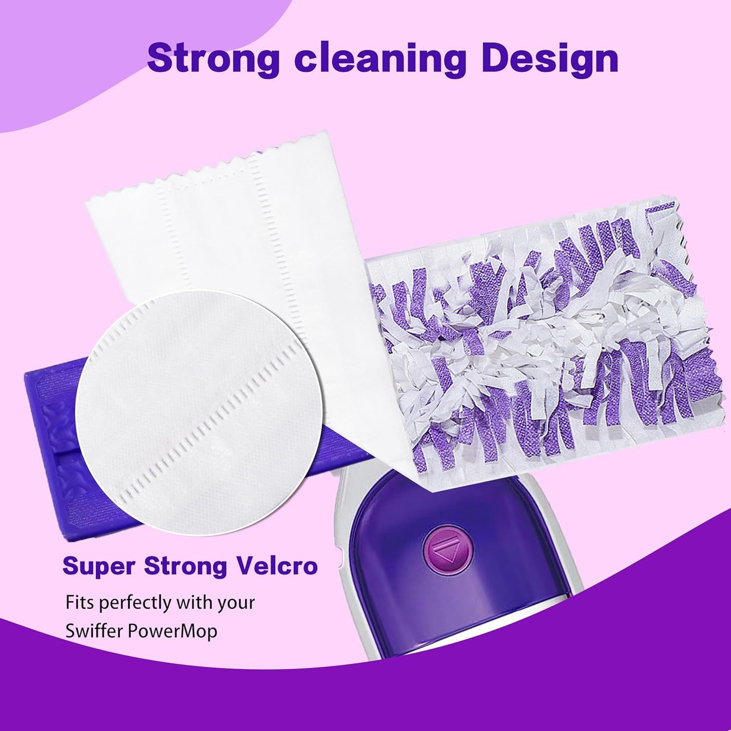 Disposable Mopping Pad Refills for PowerMop 20-Pack Purple