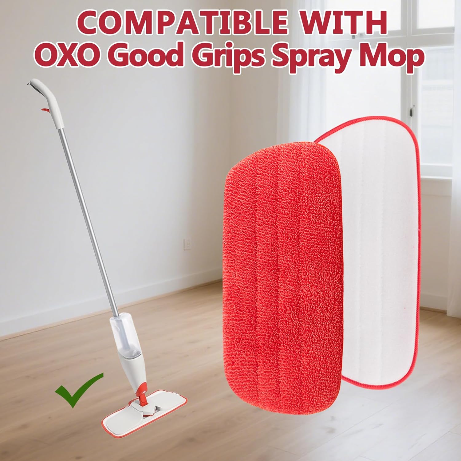 GeekNi 2 Pack Microfiber Reusable Mop Pads for OXO Good Grips