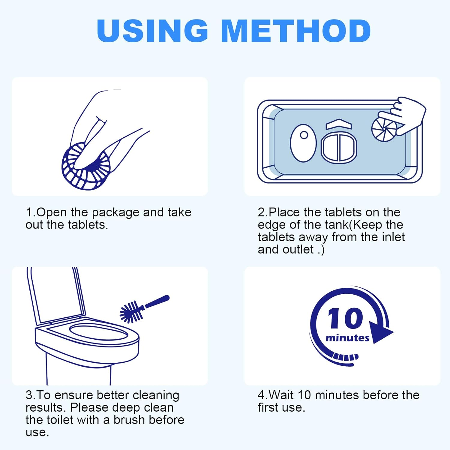 CHMI 100 Pack Toilet Bowl Cleaner Tablets - Blue
