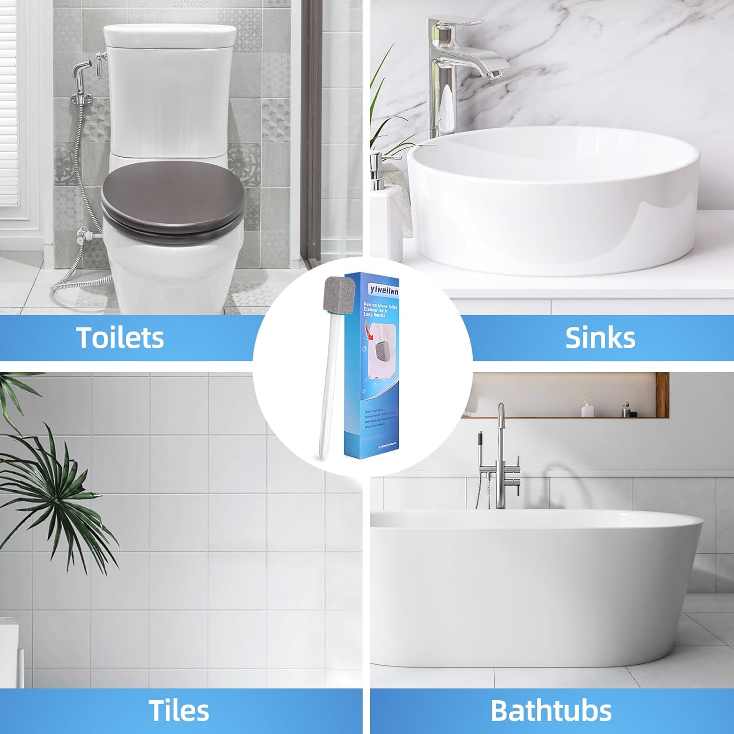 Pumice Stone Toilet Cleaner with 2 Handles and 10 Stones