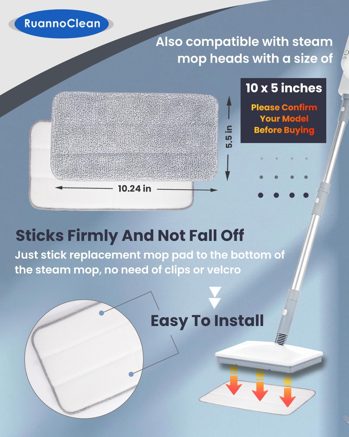 RuannoClean Steam Mop Pads 6-Pack for Seyola FEPPO Others