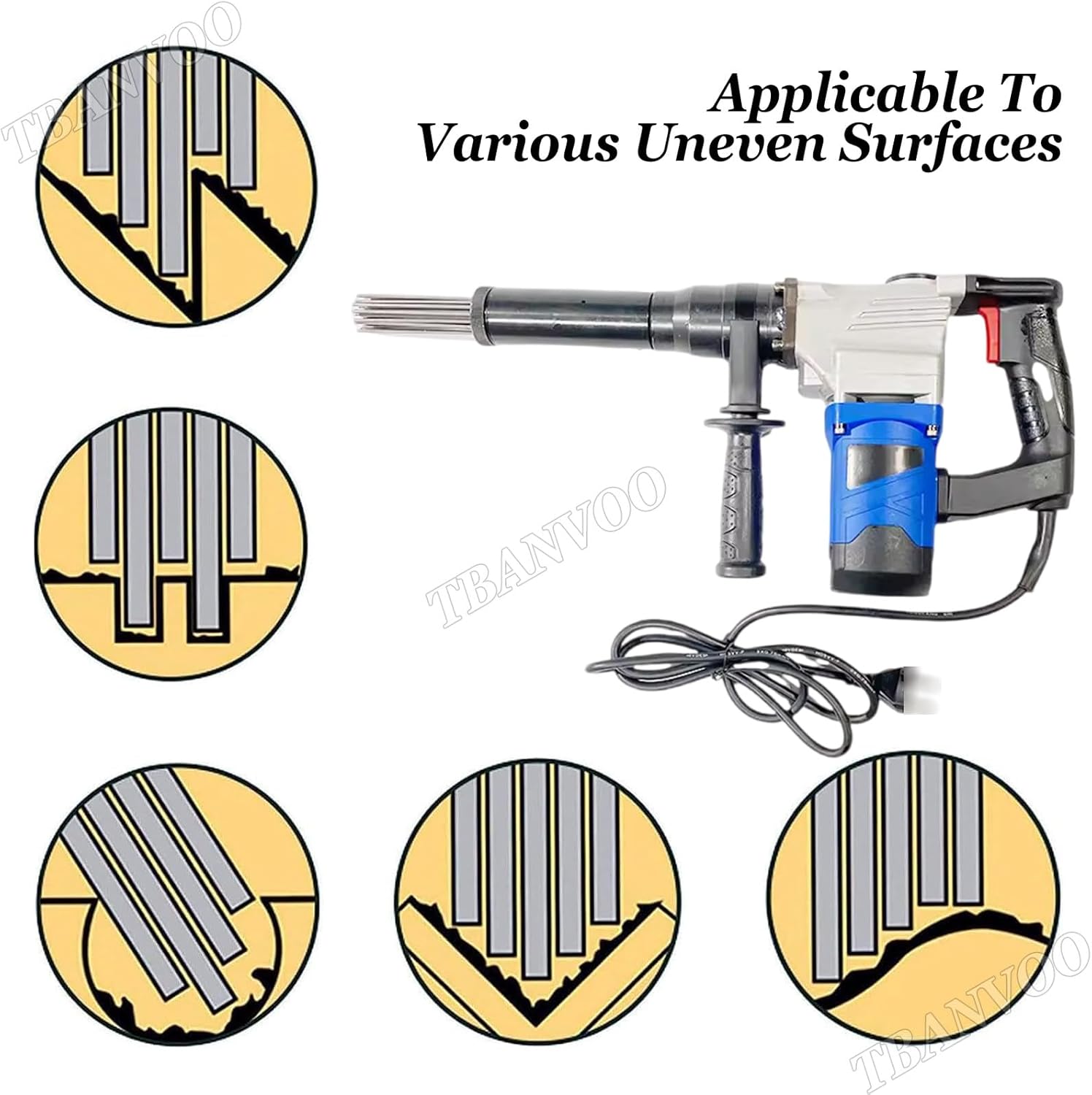 TBANVOO Portable Rust Scaler 23 x 18 Needles 4500 RPM 1100W 1