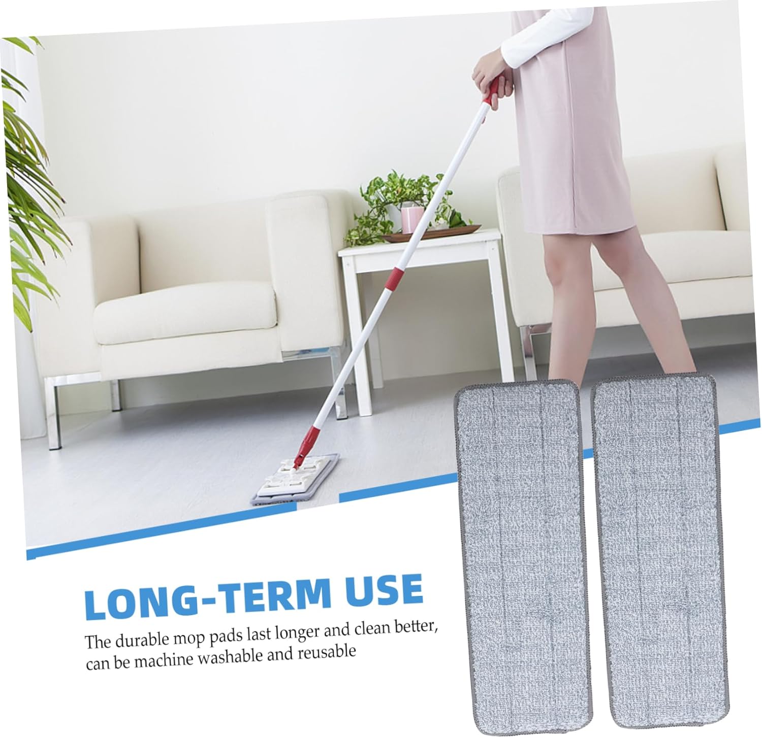 2 Pack Minkissy Mop Pads Reusable Floor Cleaning Mop Heads