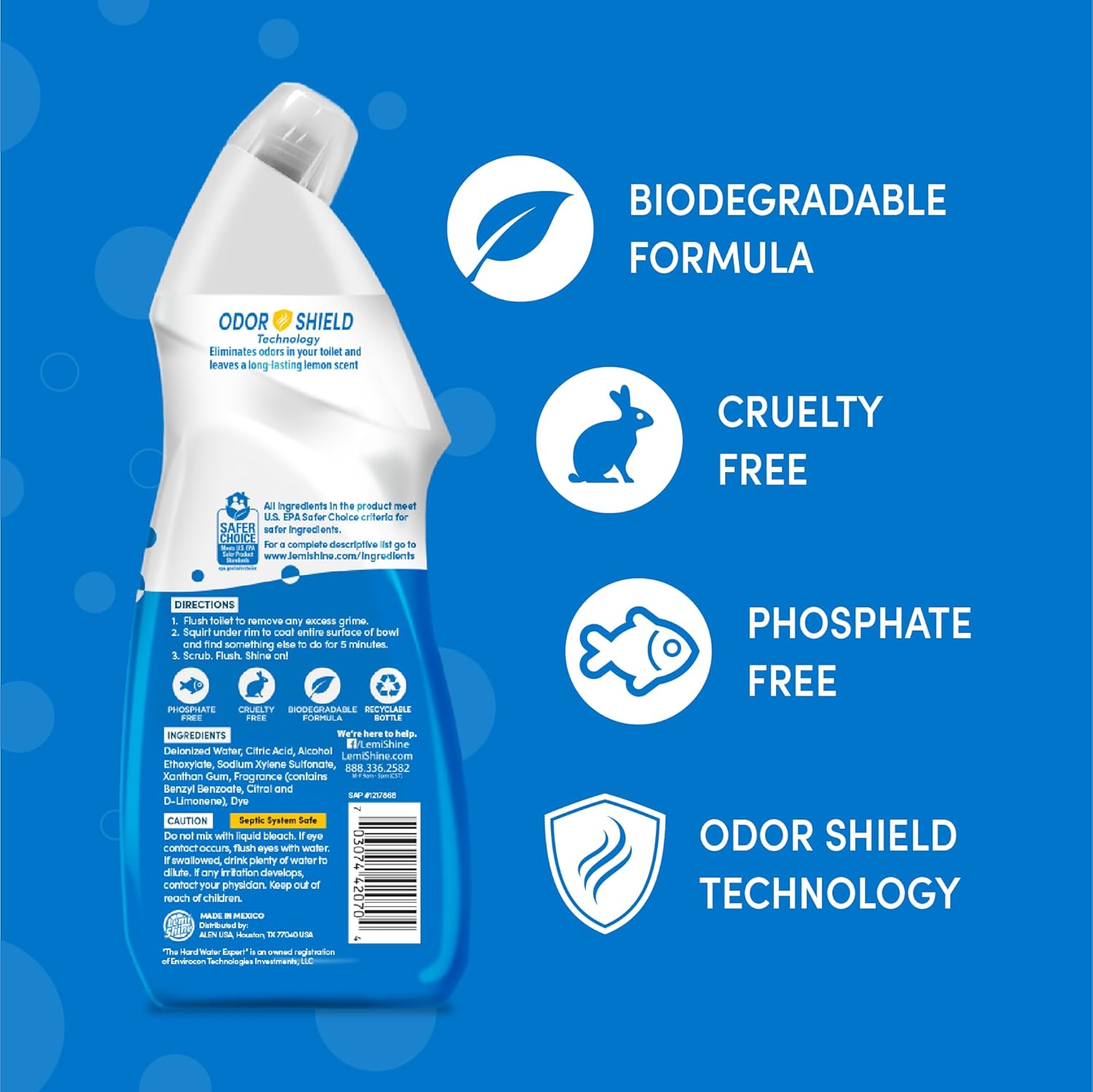 Lemi Shine Toilet Cleaner 24 oz 6 Pack Bleach-Free