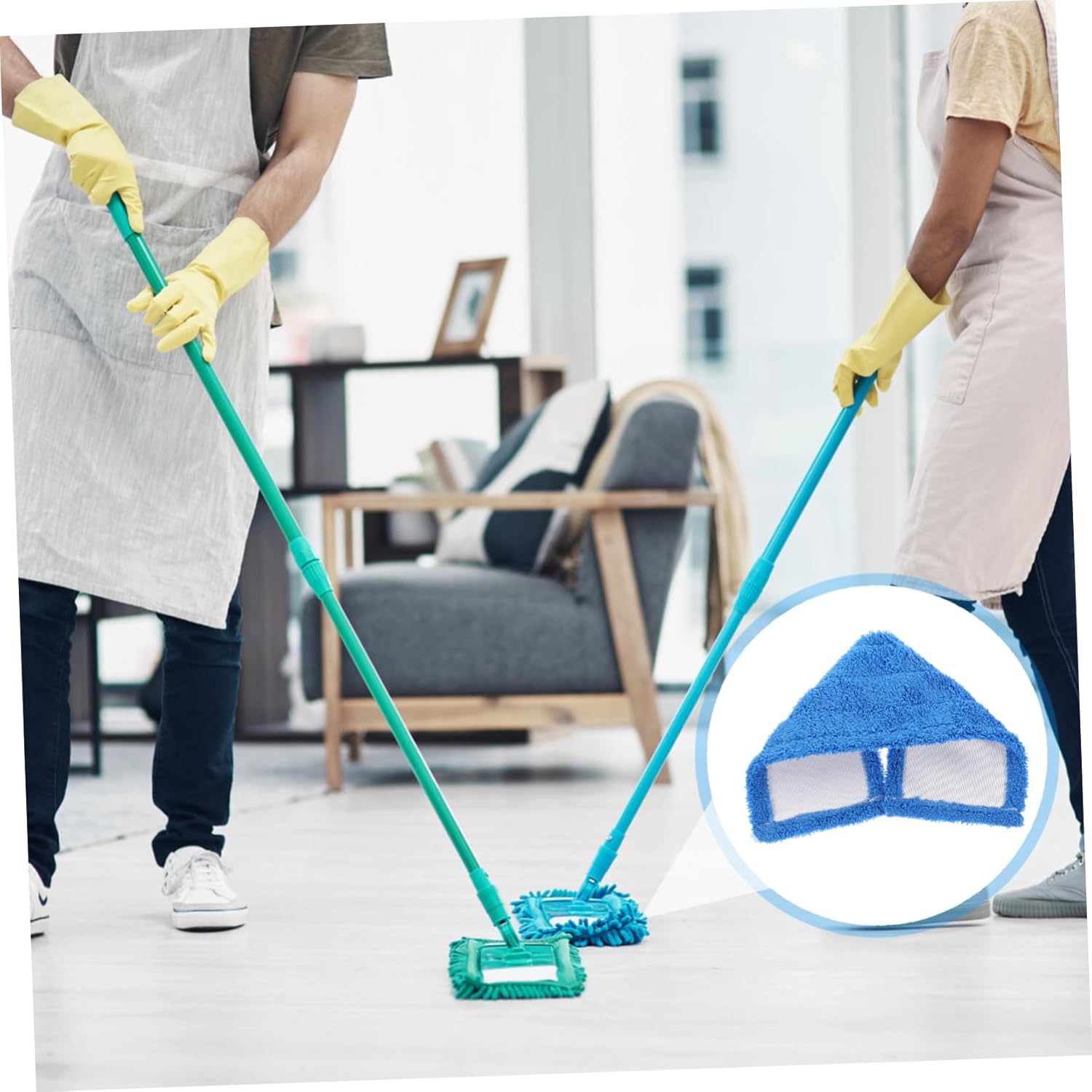 SHERCHPRY Microfiber Mop Head Refill Pads 4-Pack